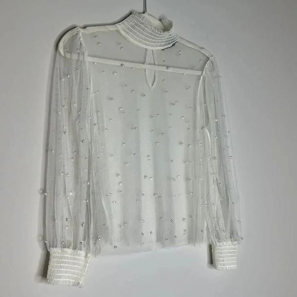 Forever 21 Cream Sheer Pearl Top - Picture 4 of 12